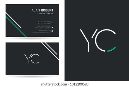 Y & C joint logo line letter design with business card template 