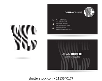 Y & C Joint waves letter design with business card template