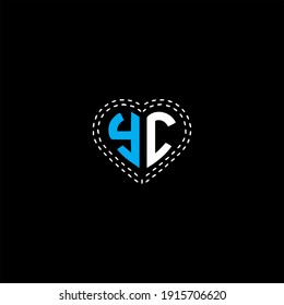 Y C letter logo vector design on black color background. yc monogram