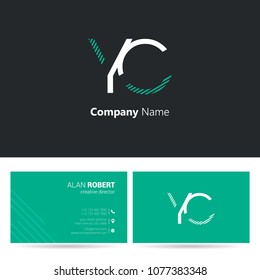 Y & C stroke letter design with business card template