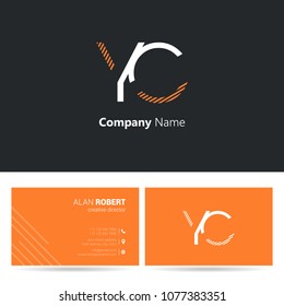 Y & C stroke letter design with business card template