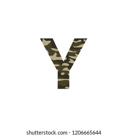 Y Camouflage Letter Logo Design. Camo Army Logo Letter Icon Vector Design.