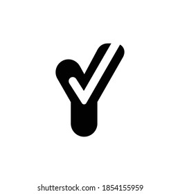 Y checklist logo. Checklist vector icon. Black and white vector. Simple illustration. 