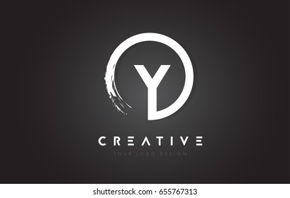 Y Circular Letter Logo with Circle Brush Design and Black Background.