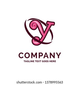 Y Company Name Design Pink Beautity Logo Design. Logo Template. Brand Name template Place for Tagline. Creative Logo Design