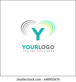Y Creative Logo. Abstract colorful vector illustration circle on a white background. Rainbow line icon.