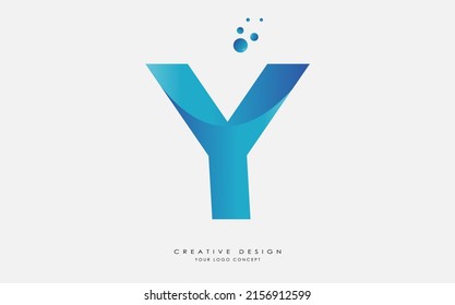 Y creative and modern blue gradient alphabet letter with Bubbles, Initial letter logo design template for any company. Y letter logo design vector template with creative paper cut and serif font.