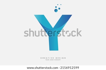 Y creative and modern blue gradient alphabet letter with Bubbles, Initial letter logo design template for any company. Y letter logo design vector template with creative paper cut and serif font.