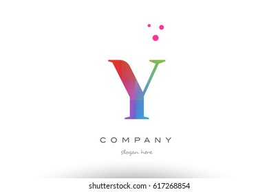 Y creative rainbow colors colored artistic alphabet company letter logo design vector icon template