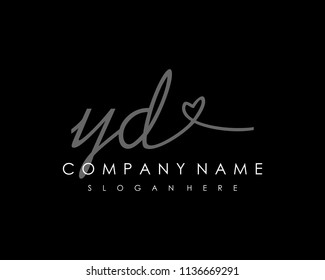 Y D Initial handwriting logo vector