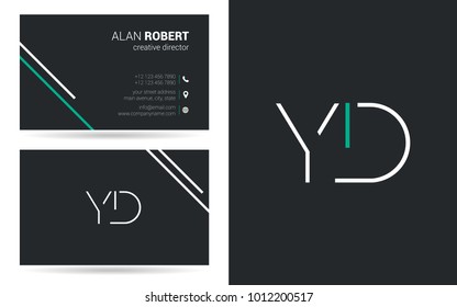 Y & D joint logo line letter design with business card template 