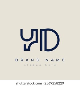 Y and D logo design. YD abstract Letters Logo Monogram. This logo design is the process of creating a visual symbol that represents a brand, company, or individual.
