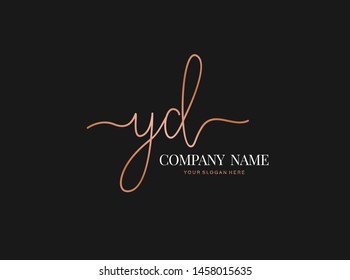 Y D YD Initial handwriting logo design with circle. Beautiful design handwritten logo for fashion, team, wedding, luxury logo.