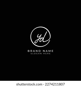 Y, D, YD Initial letter handwritten and signature vector logo. Business template in round shape line art