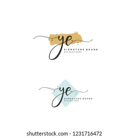 Y E YE Initial letter handwriting and  signature logo.