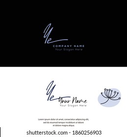 Y E YE Initial letter handwriting and signature logo. Beauty vector initial logo .Fashion, boutique, floral and botanical
