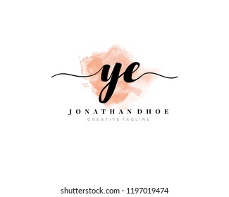 Y E YE Initial watercolor logo on white background. Logo template vector