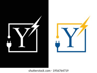 Y Electrical Logo template Lighting bolt sign symbol