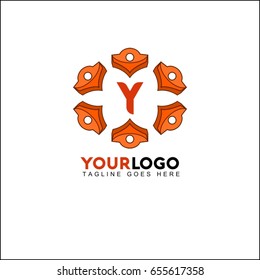 Y elegant circle flower letter logo design. 