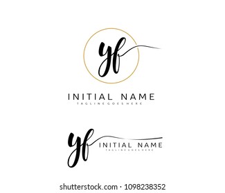 Y F Initial handwriting logo vector. Hand lettering for designs.