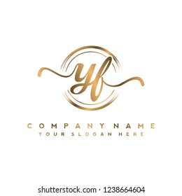 Y F Initial handwriting logo vector