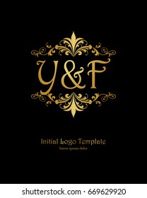 Y & F initial wedding logo template vector