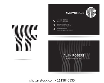 Y & F Joint waves letter design with business card template