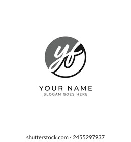 Y, F, YF Initial letter handwritten, Alphabet YF signature Icon in round shape