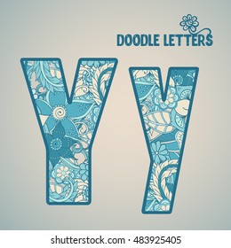 Y. Flower letter isolated. Vector illustration