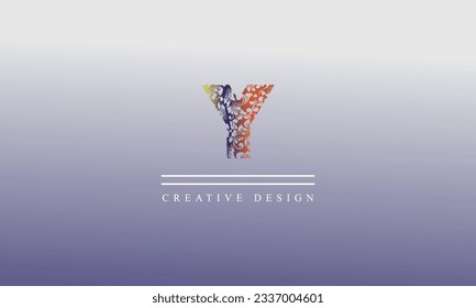 Y flower style yellow red orange blue gradient alphabet creative modern logo design with gradient back ground 