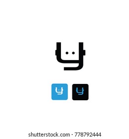 y font logo bot flat vector logo template