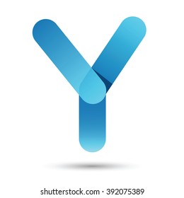 Y font vector with blue color on White background