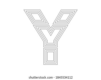 Y font vector.  Condensed thin, Parallel stylize line letter. Thin monochrome, typography design. İsolated on white background
