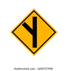 Y fork junction sign , Part of a series.