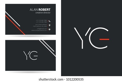 Y & G joint logo line letter design with business card template 