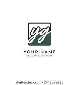 Y, G, YG Initial letter handwritten, Alphabet YG signature Icon in square shape