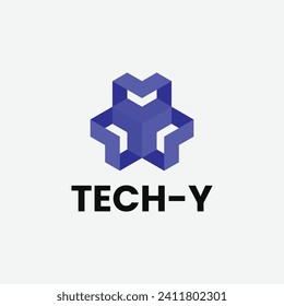 Y geometric logo, technology logo