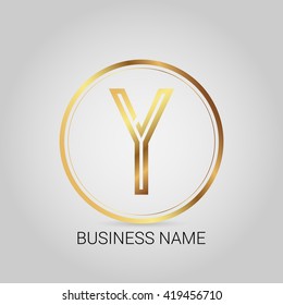y golden initial circle logo for company
