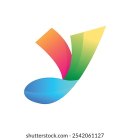 Logotipo abstracto de la letra de la tipografía del gradiente Y 