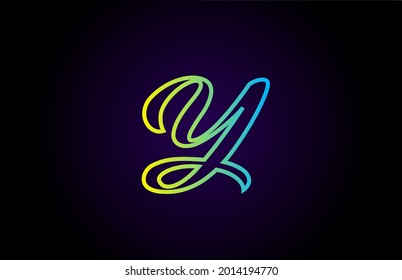Y green yellow creative handwritten alphabet letter logo for branding and business. Design for lettering and corporate identity with icon template