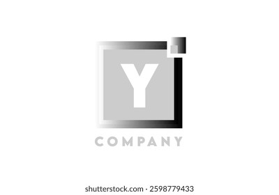 Y grey gradient white square corporate letter alphabet logo icon design suitable for a company or business