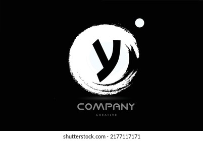 Y grunge alphabet letter logo icon design with japanese style lettering in black and white. Creative template for business and company