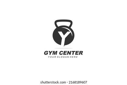 Y gym logo design inspiration. Vector letter template design for brand.