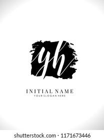 Y H Initial brush and handwriting logo template vector