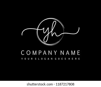 Y H Initial handwriting logo vector