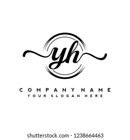 Y H Initial handwriting logo vector