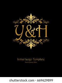 Y & H initial wedding logo template vector