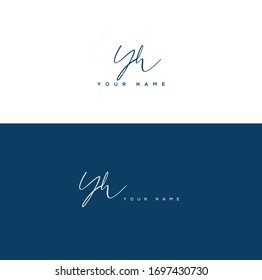  Y H YH Escritura a mano de carta inicial y logotipo de firma.	
