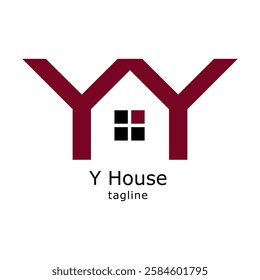 Y house real estate logo design vector template