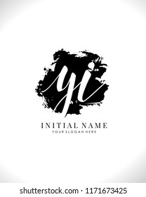 Y I Initial brush and handwriting logo template vector